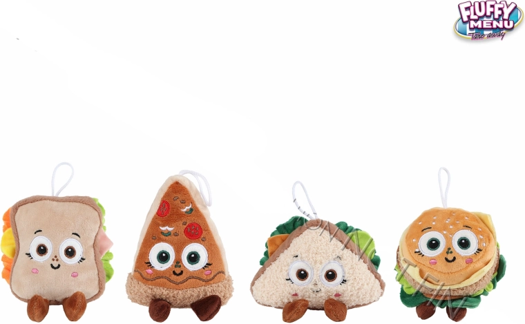 Peluche alimentari Fluffy Menu – mix di 4 tipi, 12 pz in box espositore