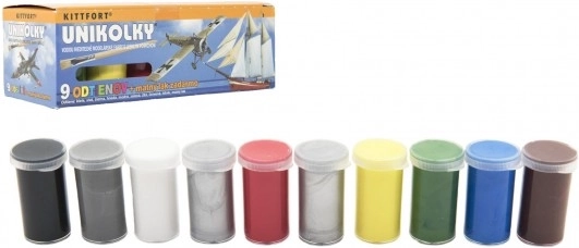 Colori modellistici Unikolky – set di 9 colori + vernice opaca gratis