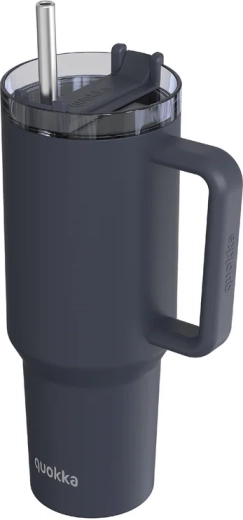 Tazza termica in acciaio inox Quokka Stream con cannuccia nera 1,2 l