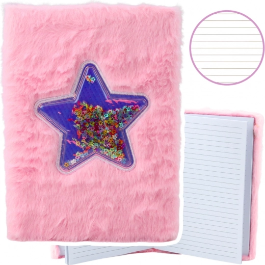 Quaderno peluche rosa con coriandoli A5
