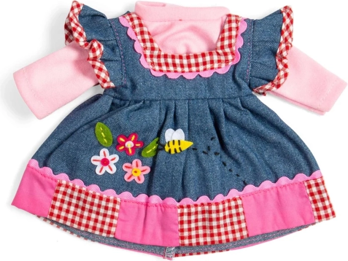 Bigjigs Toys vestito in jeans per bambola 34 cm con bordo rosa