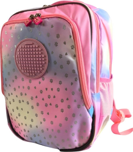 Zaino scolastico junior PIXIE CREW con motivo cuori e zampette, rosa
