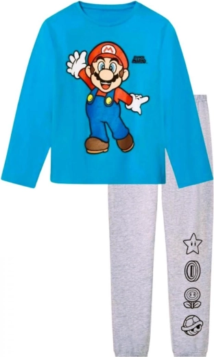 Pigiama per bambini Super Mario turchese e grigio