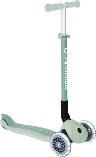 Globber Primo Foldable Lights Ecologic monopattino per bambini a tre ruote pieghevole con luci, color pistacchio