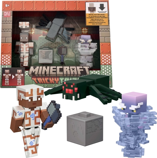 Mattel Minecraft Tricky Trials set di 3 personaggi e accessori con codice digitale