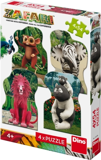 Puzzle Dino 4in1 Zafari: Zoomba e amici 4×54 pezzi