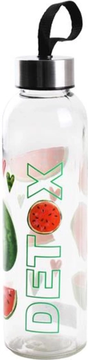 Bottiglia d’acqua in vetro Detox 0,5 l con motivo fruttato