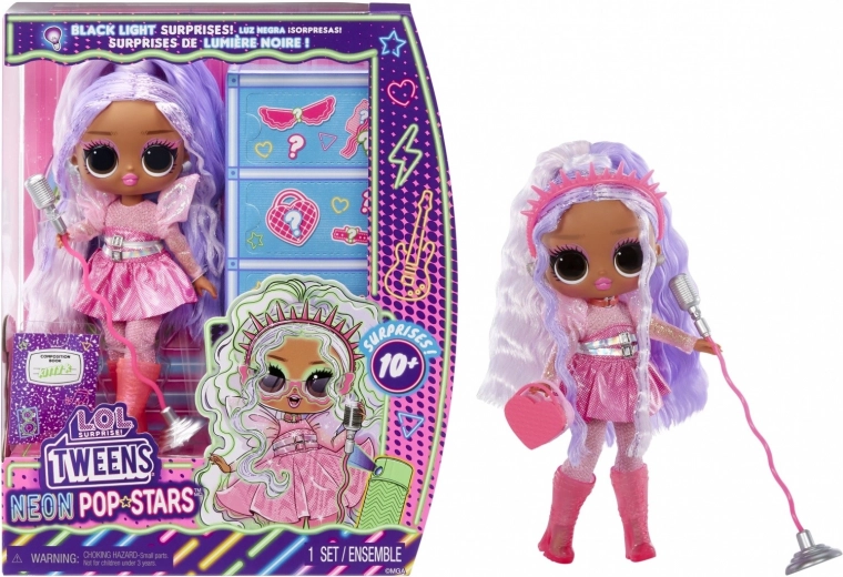 L.O.L. Surprise! Tweens Neon Pop Stars Kitty K bambola con sorpresa UV