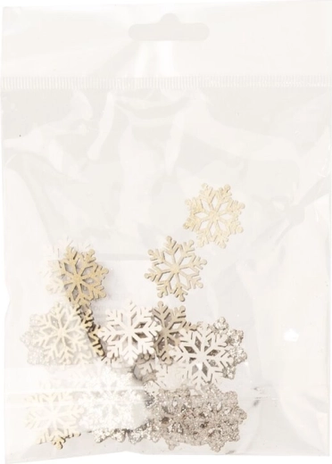 Fiocchi di neve decorativi in legno beige-marrone 24 pz