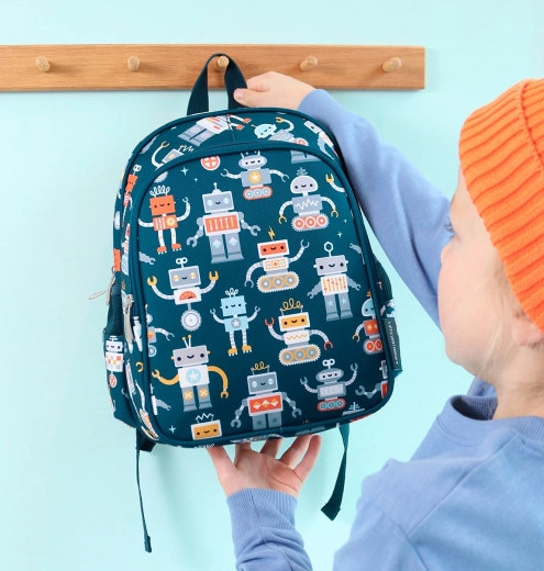 Design giocoso con robot per piccoli esploratori