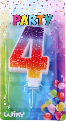 Candela per festa a forma di numero 4 con stelle