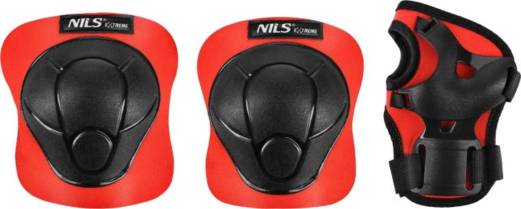 Set di protezioni per pattini e skateboard NILS Extreme H210 rosso – M