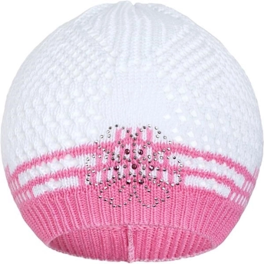 Cappellino lavorato a maglia New Baby fiorellino rosa