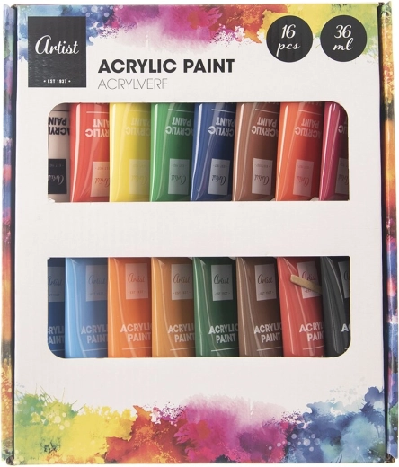 Set di colori acrilici 16 pz 36 ml