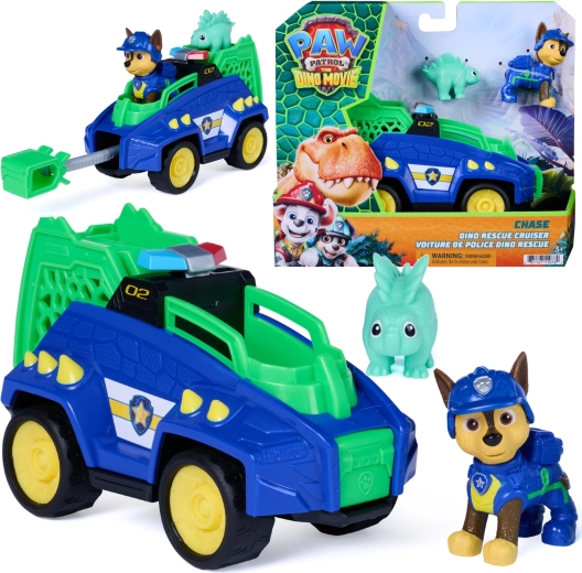 Spin Master Paw Patrol dinosauri – veicolo Dino Rescue Cruiser 15 cm con le figure di Chase e del dinosauro