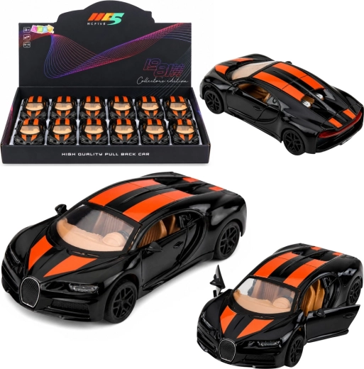Auto sportiva in metallo con effetti e retrocarica pull-back 1:32 nera