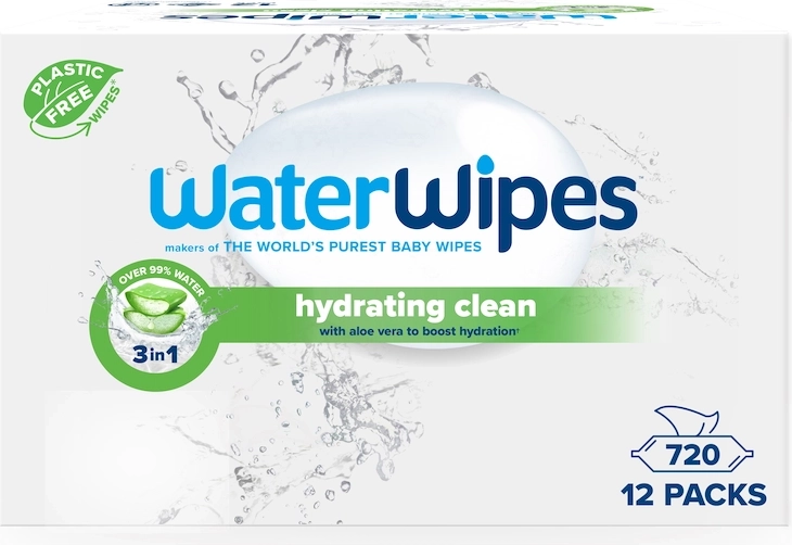 Salviettine umidificate idratanti WaterWipes con aloe vera 3 in 1, 60 pezzi - 12 confezioni