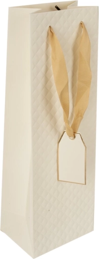 Borsa regalo in carta per vino quilt beige 12 × 9 × 35 cm
