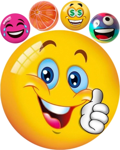 Pallina per bambini Mondo con faccina sorridente o motivo frutta - 1 pezzo