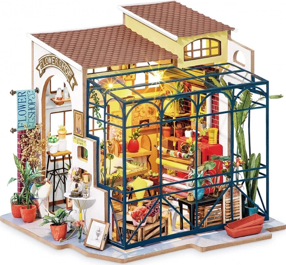 Mini casetta di fiori ROLIFE Robotime con illuminazione LED