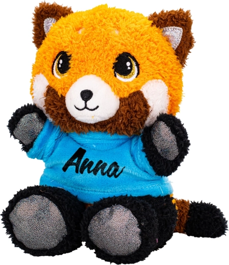 Panda di peluche rossa 17 cm con maglietta stampata