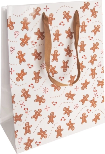 Borsa regalo in carta con motivo biscotto di pan di zenzero 18 × 10 × 23 cm