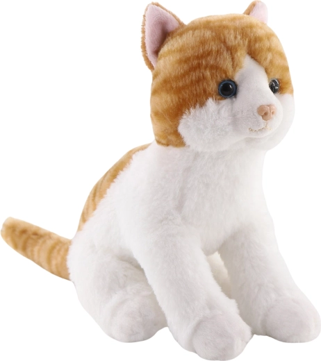 Gatto di peluche rosso-bianco seduto 20 cm