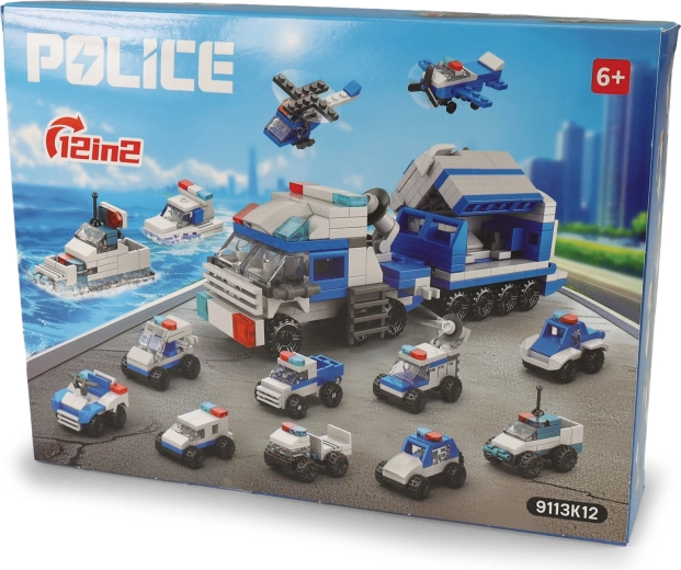 Set di costruzioni della polizia con 12 veicoli - 1 pezzo
