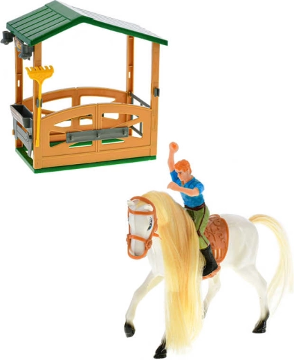 Scuderia con cavallo e cavaliere, set da gioco