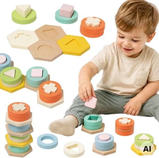 Torre impilabile e selezionatore di forme e colori Montessori Classic World