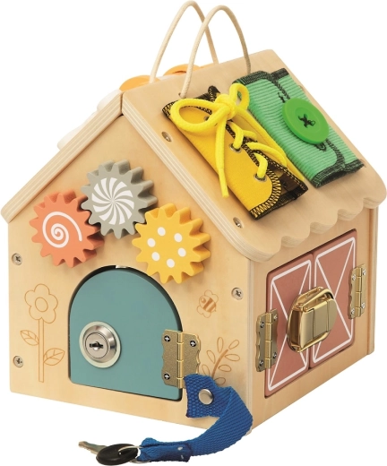 2Kids Toys casetta delle attività in legno naturale piccola