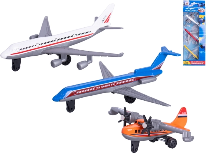 Set di modelli di aerei in metallo a ruota libera – 3 pz