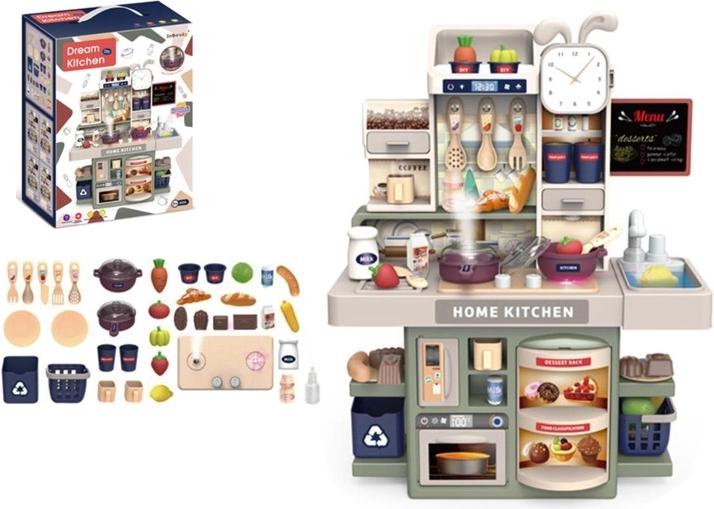 Cucina giocattolo per bambini con vapore, luci e accessori 42 cm