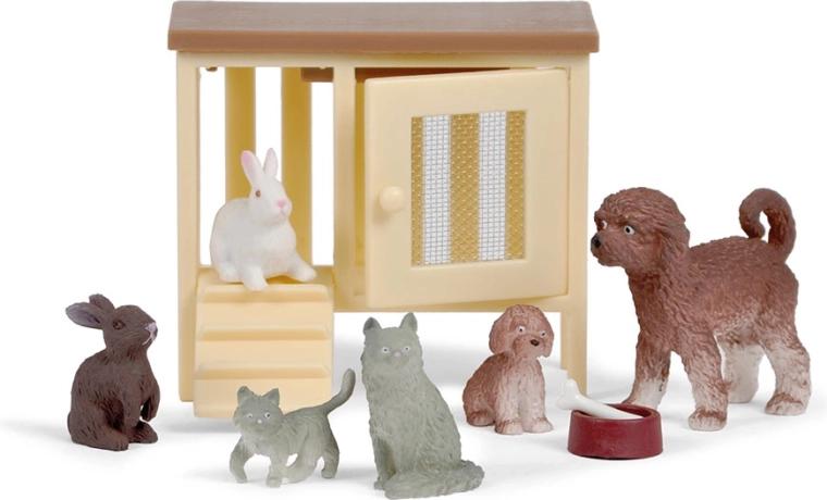 Animali domestici Lundby per casa delle bambole – cane, gatto e conigli