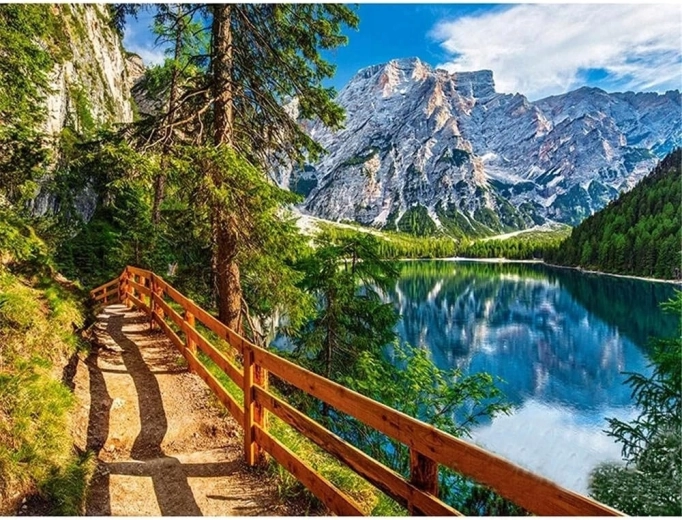 Norimpex pittura con numeri sentiero lungo il lago di montagna 40 × 50 cm