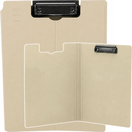 Cartellina portadocumenti in plastica con chiusura e clip in metallo A4 beige - 1 pezzo