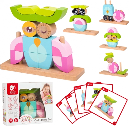 Blocchi in legno 3D creativi – gufo CLASSIC WORLD