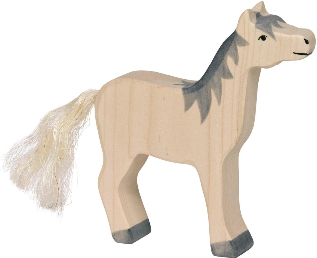 Cavallo con la testa sollevata, criniera grigia HOLZTIGER - 1 pezzo