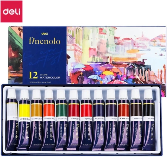 Colori acquerello in tubetto – set da 12 pezzi