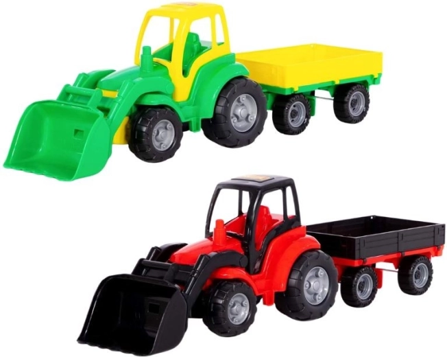 Grande trattore in plastica con rimorchio e lama - 1 pezzo