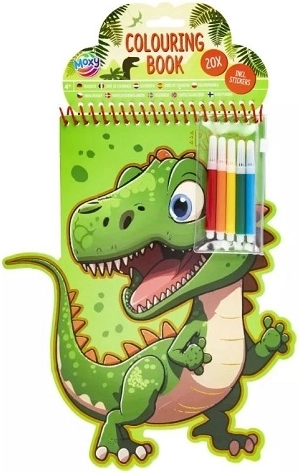 Album da colorare con dinosauri (20 fogli) con pennarelli