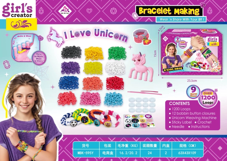 Set per intrecciare braccialetti con elastici con accessori