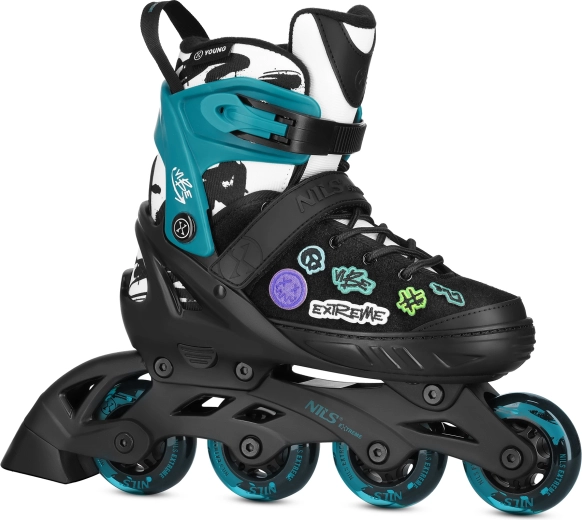 Pattini in linea NILS Extreme Vibe turchesi – XS (29-32)