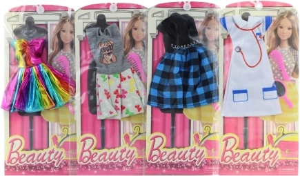 Abbigliamento con accessori per bambola tipo Barbie - 1 pezzo