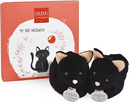 DOUDOU set regalo – prime scarpine con motivo del gatto nero 0–6 mesi