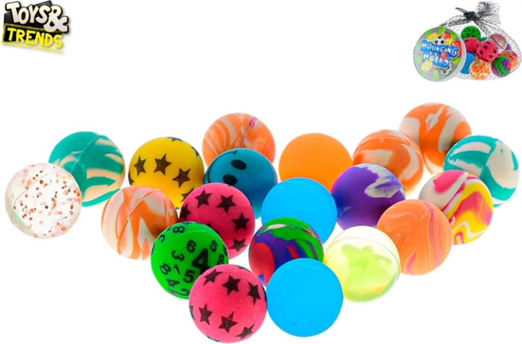 Set di 20 palline rimbalzanti colorate da 2,5 cm in rete