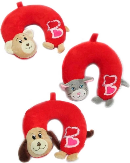 Morbido cuscino da viaggio per bambini in peluche con animaletto Love 26 × 27 cm - 1 pezzo