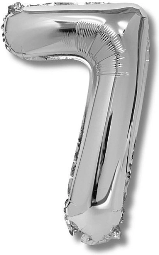 Palloncino in foil numero 7, argento, 40 cm