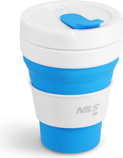 Tazza da viaggio pieghevole in silicone NILS Camp 475 ml blu