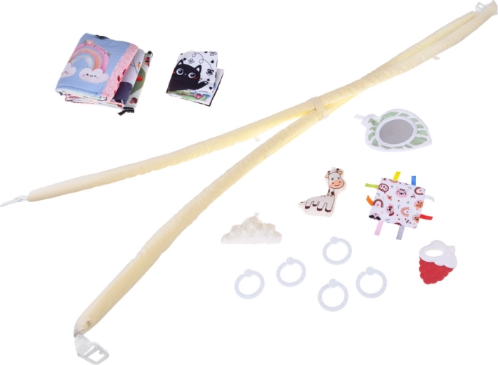 Ricco set sensoriale: specchietto, massaggiagengive, elemento frusciante e libricino